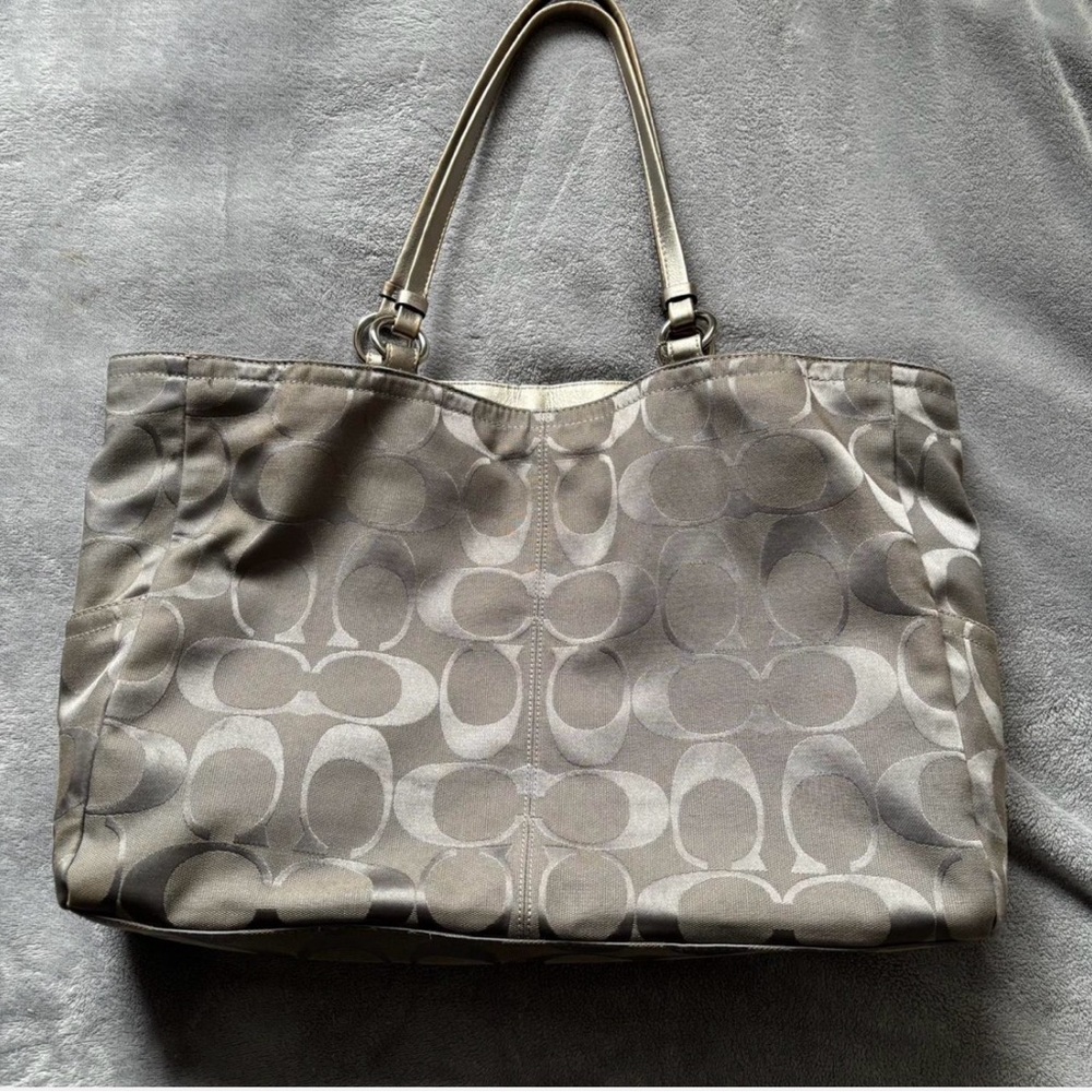 Coach Silver Signature Tote Bag